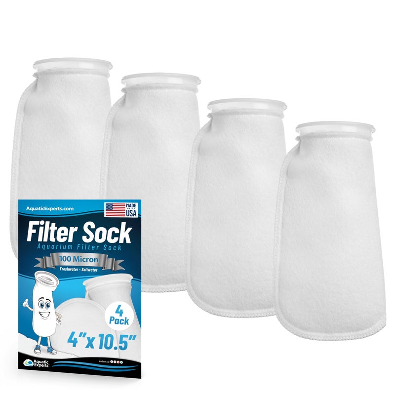 Aquatic Experts 4 inch Ring 100 Micron Felt Filter Sock - Filter Socks for Saltwater Aquarium, Sump Filter Sock, Freshwater Aquarium Socks, Reef Filter Sock (4"x10.5", 2 Pack) - Image 1